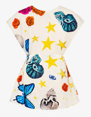 Mini-caftan imprimé Ivory Peace Party