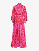 Robe longue rose céleste brodée