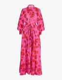 Robe longue rose céleste brodée