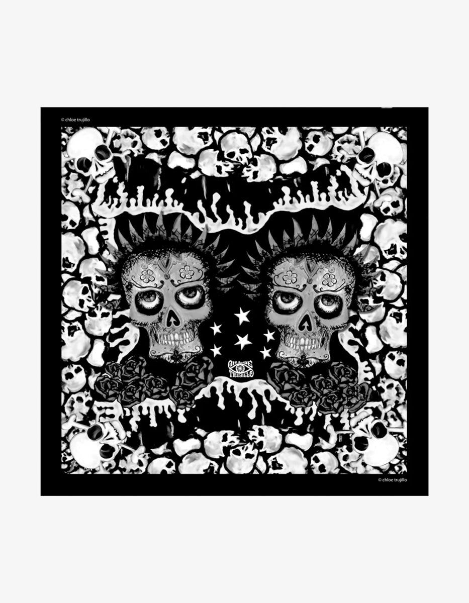 Skulls Black and White Foulard