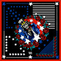 America Black and Red Foulard l 45 x 45 Silk